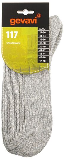 Gevavi 117 schapenwollensok lichtgrijs