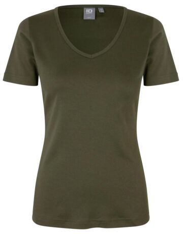 Pro Wear by Id 0506 Interlock T-shirt v-hals dames Olijf