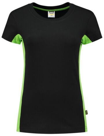 Tricorp 102003 T-Shirt Bicolor Dames Zwart/Lime