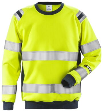 Fristads Flamestat high vis sweatshirt klasse 3 7076 SFLH Hi-Vis geel/marineblauw