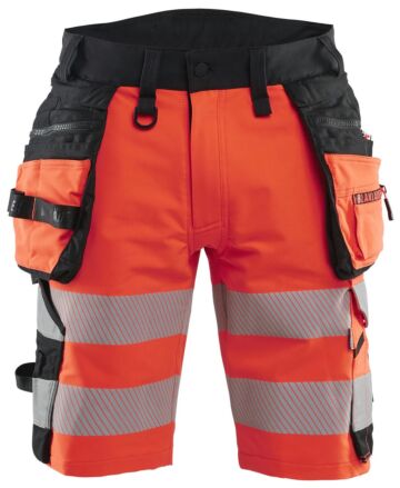 Blåkläder 1120-1648 High Vis Short 4-weg stretch met gereedschapzakken High Vis Rood/Zwart