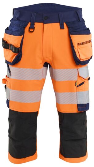 Blåkläder 1123-1648 High Vis piraatbroek 4-weg stretch met gereedschapzakken High Vis Oranje/Marineblauw