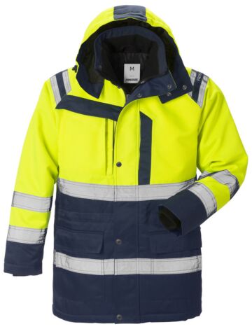 Fristads High vis winterparka klasse 3 4042 PP Hi-Vis geel/marineblauw