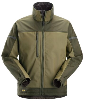 Snickers 1216 Softshell Stretch Werkjas Khakigroen/Donkerkhakigroen