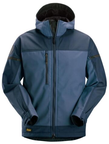 Snickers 1226 Softshell Stretch Werkjas met Capuchon Marineblauw/Donkermarineblauw
