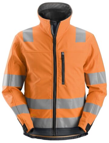 Snickers 1230 AllroundWork High-Vis Softshell Jack Klasse 3 High-Vis Oranje/Staalgrijs
