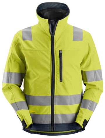 Snickers 1230 AllroundWork High-Vis Softshell Jack Klasse 3 High-Vis Geel/Marineblauw