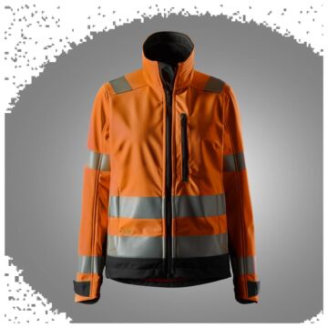 Snickers 1237 Softshell Dameswerkjas Klasse 2/3 High-Vis Oranje/Zwart