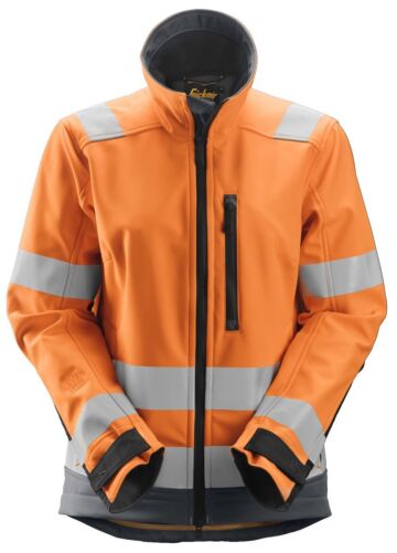 Snickers 1237 AllroundWork High-Vis Softshell Damesjack Klasse 2/3 High-Vis Oranje/Staalgrijs