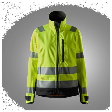 Snickers 1237 Softshell Dameswerkjas Klasse 2/3 High-Vis Geel/Zwart