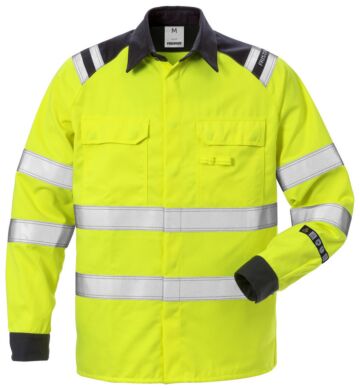 Fristads Flamestat high vis overhemd klasse 3 7050 ATS Hi-Vis geel/marineblauw