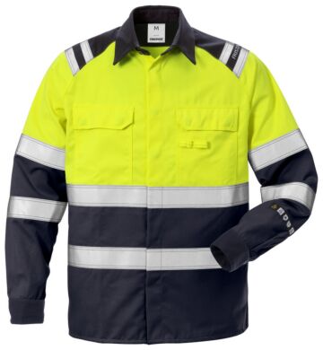 Fristads Flamestat high vis overhemd klasse 1 7051 ATS Hi-Vis geel/marineblauw