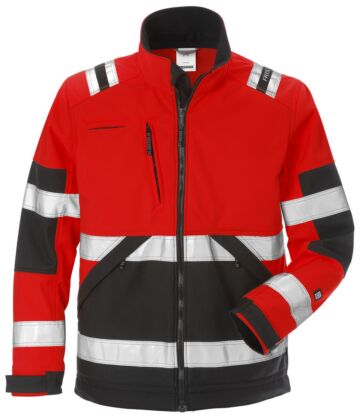 Fristads High vis softshelljack klasse 2 4083 WYH Hi-Vis rood/zwart