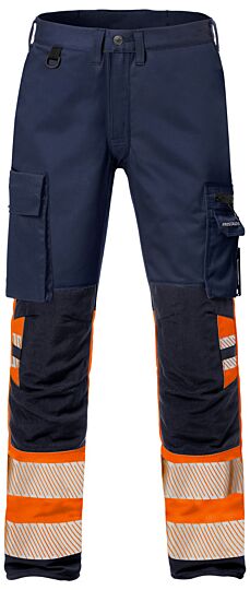 Fristads High vis broek stretch klasse 1 2705 PLU Hi-Vis oranje/marineblauw