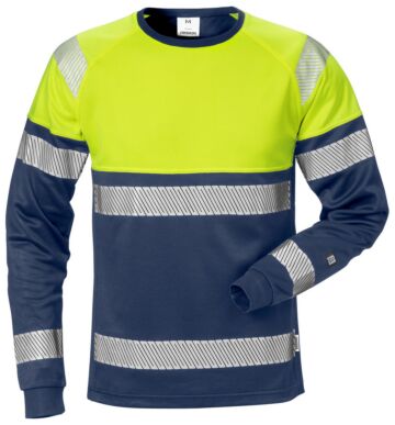 Fristads High vis T-shirt met lange mouwen klasse 1 7519 THV Hi-Vis geel/marineblauw