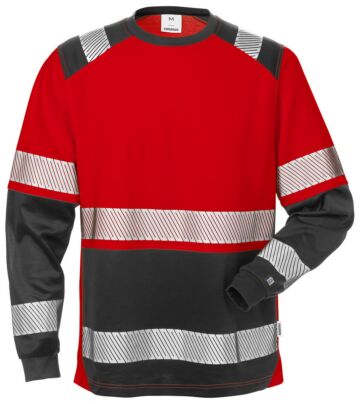 Fristads High vis T-shirt lange mouwen klasse 2 7457 THV Hi-Vis rood/zwart
