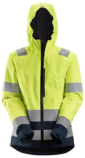 Snickers 1347 Dames High-Vis Waterproof Shell jack Klasse 2/3 High-Vis Geel/Marineblauw