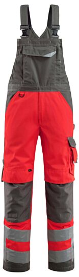 Mascot 15569-860 Amerikaanse overall met kniezakken Hi-Vis Rood/Donkerantraciet