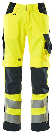 Mascot 15579-860 Broek met kniezakken Hi-Vis Geel/Donkermarine