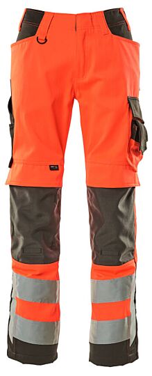 Mascot 15579-860 Broek met kniezakken Hi-Vis Rood/Donkerantraciet