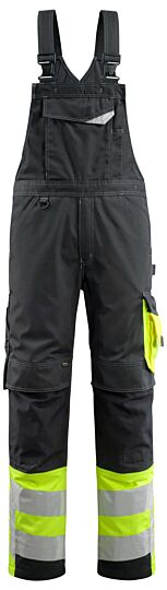 Mascot 15669-860 Amerikaanse overall met kniezakken Zwart/Hi-Vis Geel