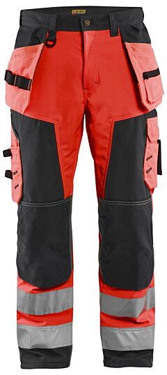 Blåkläder 1567-2517 Softshell broek High Vis klasse 2 Rood/Zwart