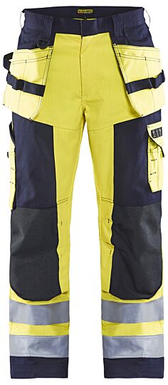 Blåkläder 1579-1514 Multinorm werkbroek met gereedschapszakken High Vis Geel/Marineblauw