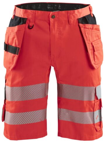 Blåkläder 1586-1811 High Vis short met stretch en gereedschapszakken High Vis Rood