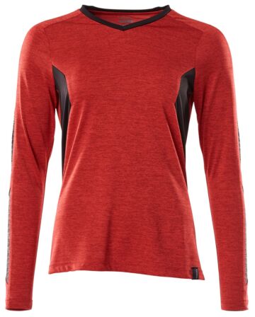 Mascot 18091-810 Dames T-shirt lange mouwen Signaalrood-Gemêleerd/Zwart