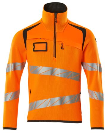 Mascot 19005-351 Gebreide trui met korte rits Hi-Vis Oranje/Donkerantraciet