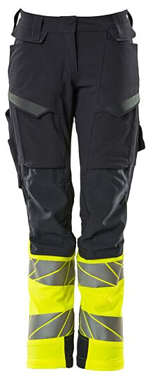 Mascot 19178-511 Dames Broek met kniezakken Donkermarine/Hi-Vis Geel