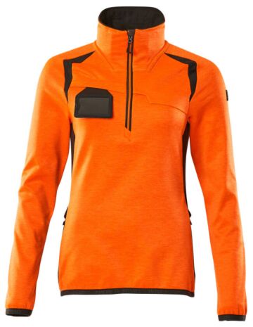 Mascot 19353-316 Dames Fleecetrui met korte rits Hi-Vis Oranje/Donkerantraciet