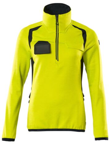 Mascot 19353-316 Dames Fleecetrui met korte rits Hi-Vis Geel/Donkermarine