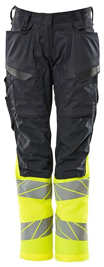 Mascot 19678-236 Dames Broek met kniezakken Donkermarine/Hi-Vis Geel