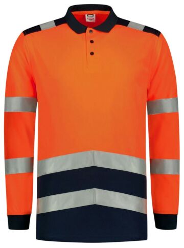 Tricorp 203008 Poloshirt High Vis Bicolor Lange Mouw Fluor Oranje/Blauw