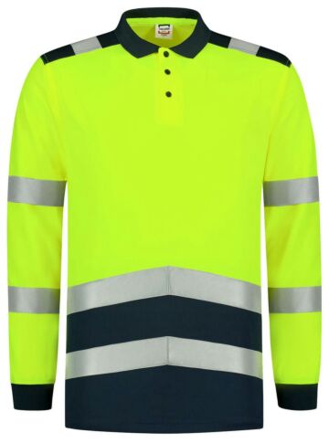 Tricorp 203008 Poloshirt High Vis Bicolor Lange Mouw Fluor Geel/Blauw