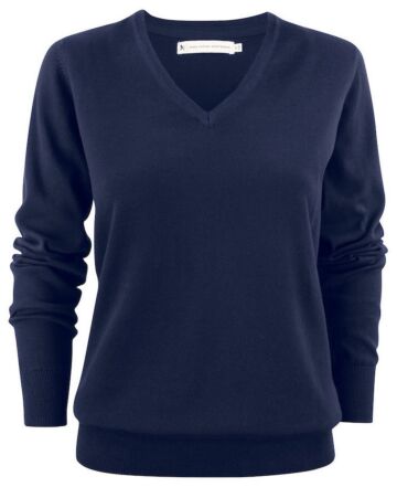 James Harvest Ashland V Gebreide Sweater Dames Marine