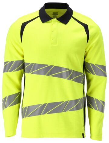 Mascot 21383-327 Poloshirt lange mouwen Hi-Vis Geel/Donkermarine