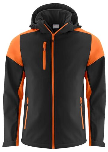 Printer Prime Softshell Jas Heren Zwart/Oranje