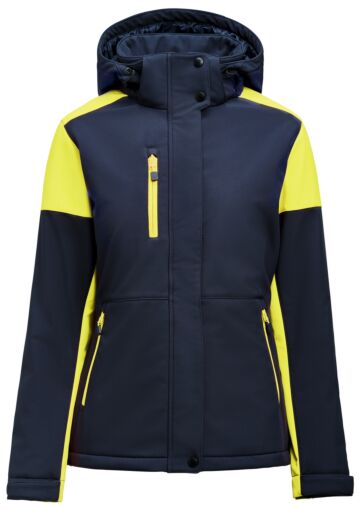 Printer Prime Padded Softshell Jas Dames Marine/Neongeel