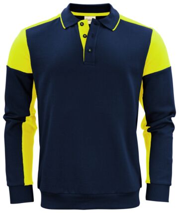 Printer Prime Polosweater Marine/Neongeel