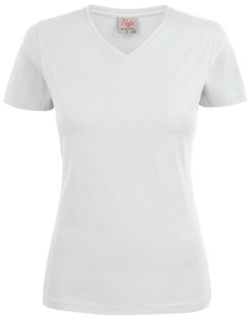 Printer Heavy V-Neck T-Shirt Dames Wit