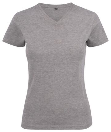 Printer Heavy V-Neck T-Shirt Dames Grijs Mêlée