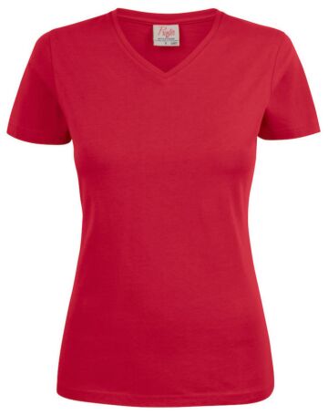 Printer Heavy V-Neck T-Shirt Dames Rood