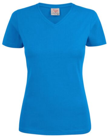 Printer Heavy V-Neck T-Shirt Dames Oceaan Blauw