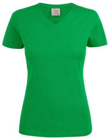 Printer Heavy V-Neck T-Shirt Dames Frisgroen