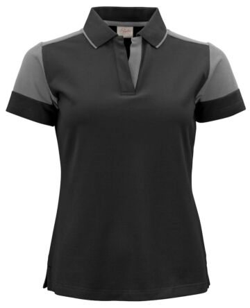 Printer Prime Polo Dames Zwart/Staalgrijs