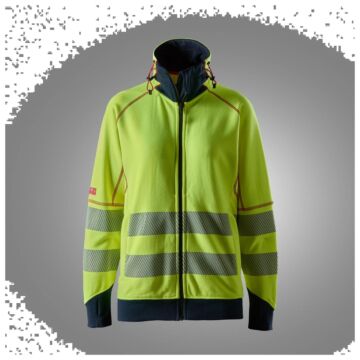 Snickers 2367 High-Vis Klasse 3/2 Vlamboog Dames Sweatshirt met Rits High-Vis Geel/Marineblauw
