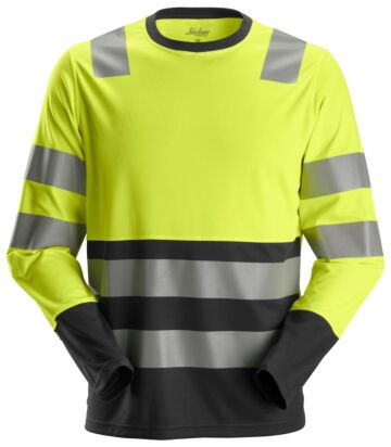 Snickers 2433 AllroundWork High-Vis T-shirt met Lange Mouwen Klasse 2 High-Vis Geel/Zwart