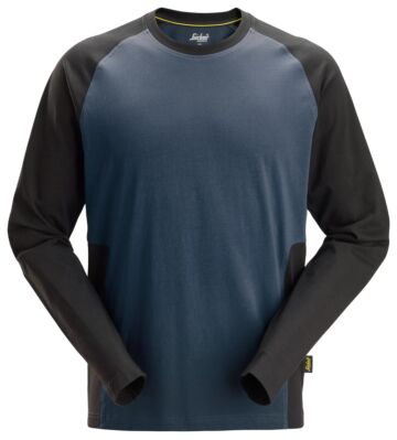Snickers 2450 Tweekleurig T-Shirt met Lange Mouwen Marineblauw/Zwart